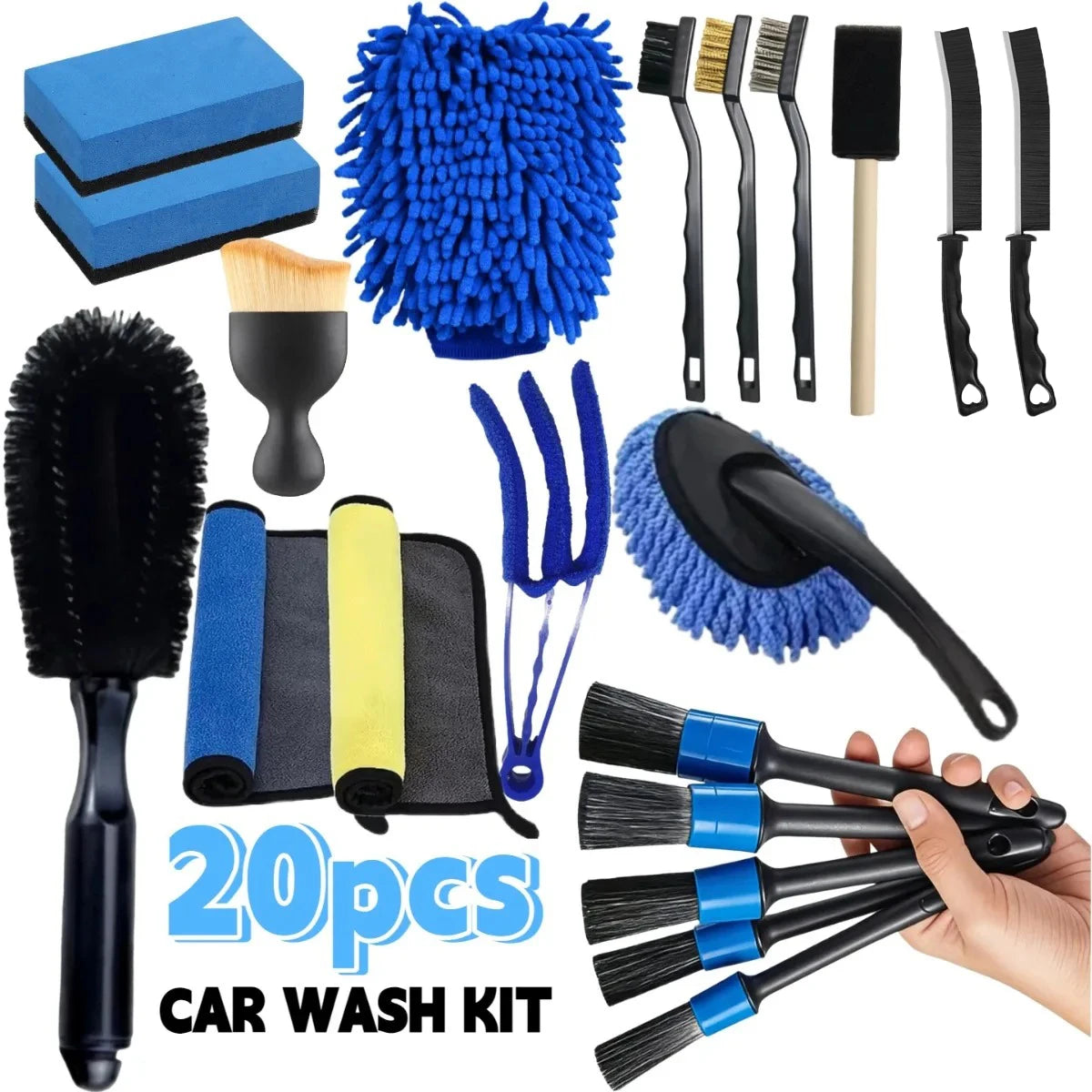 Complete Car Cleaning & Detailing Kit – Multi-Piece Interior & Exterior Set