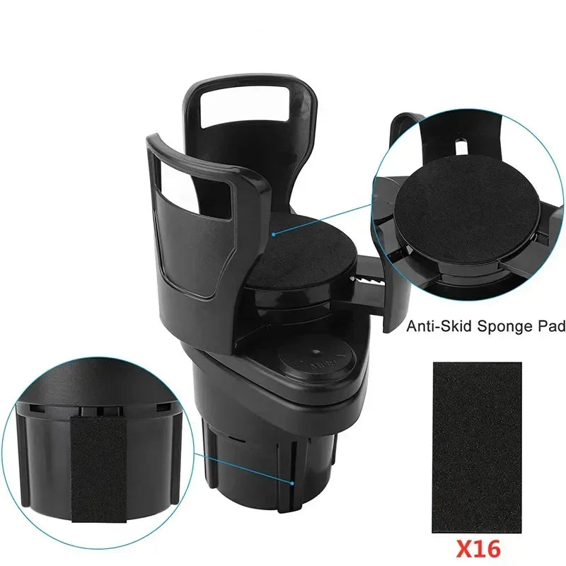 2-in-1 Car Cup Holder Expander – 360° Adjustable Dual Cup Holder