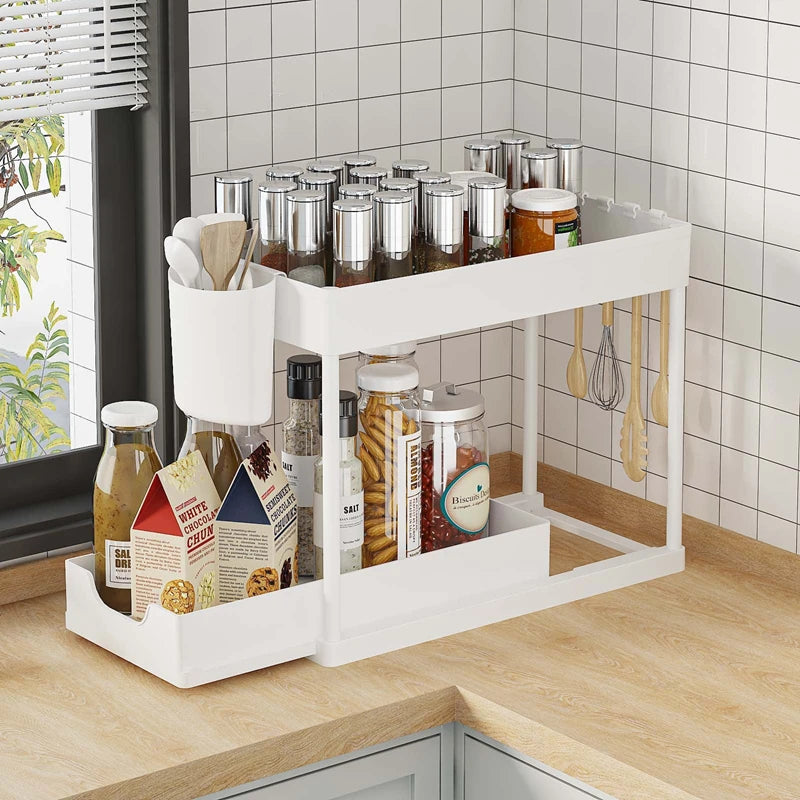 2-Tier Under-Sink Organizer – Pull-Out Storage Rack