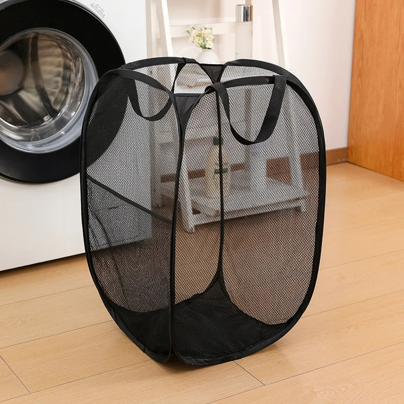 Foldable Mesh Laundry Basket – Lightweight Pop-Up Clothes Hamper