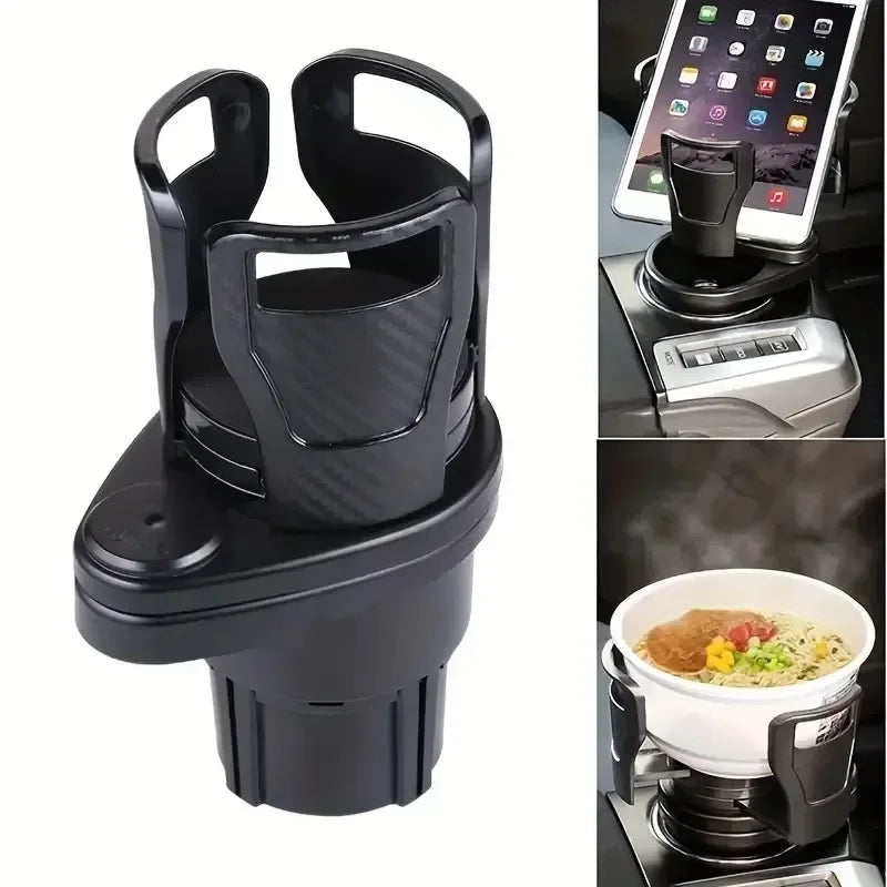 Adjustable Dual Car Cup Holder Expander – Rotating Storage Organizer