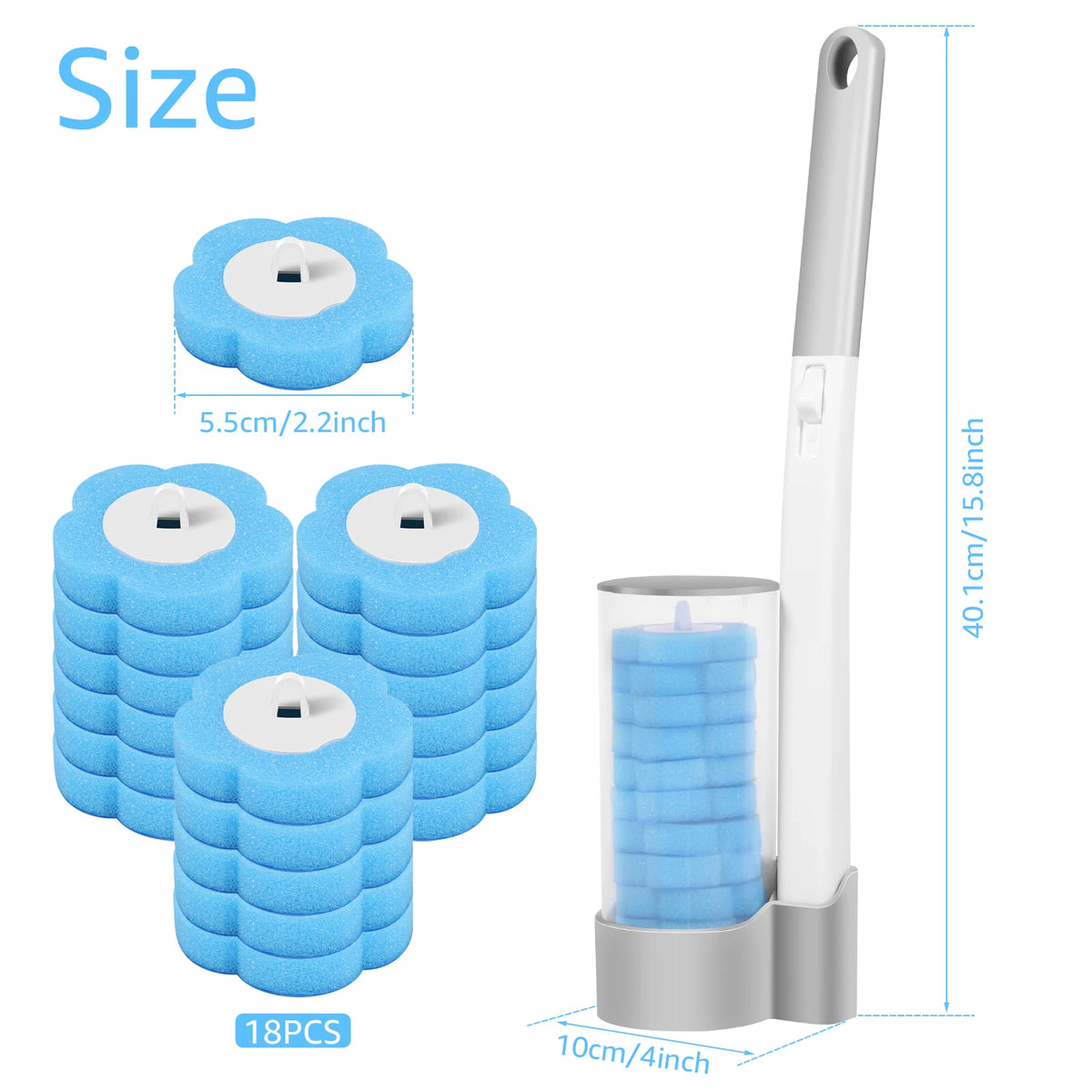 Disposable Toilet Brush Cleaning Kit with Replaceable Heads