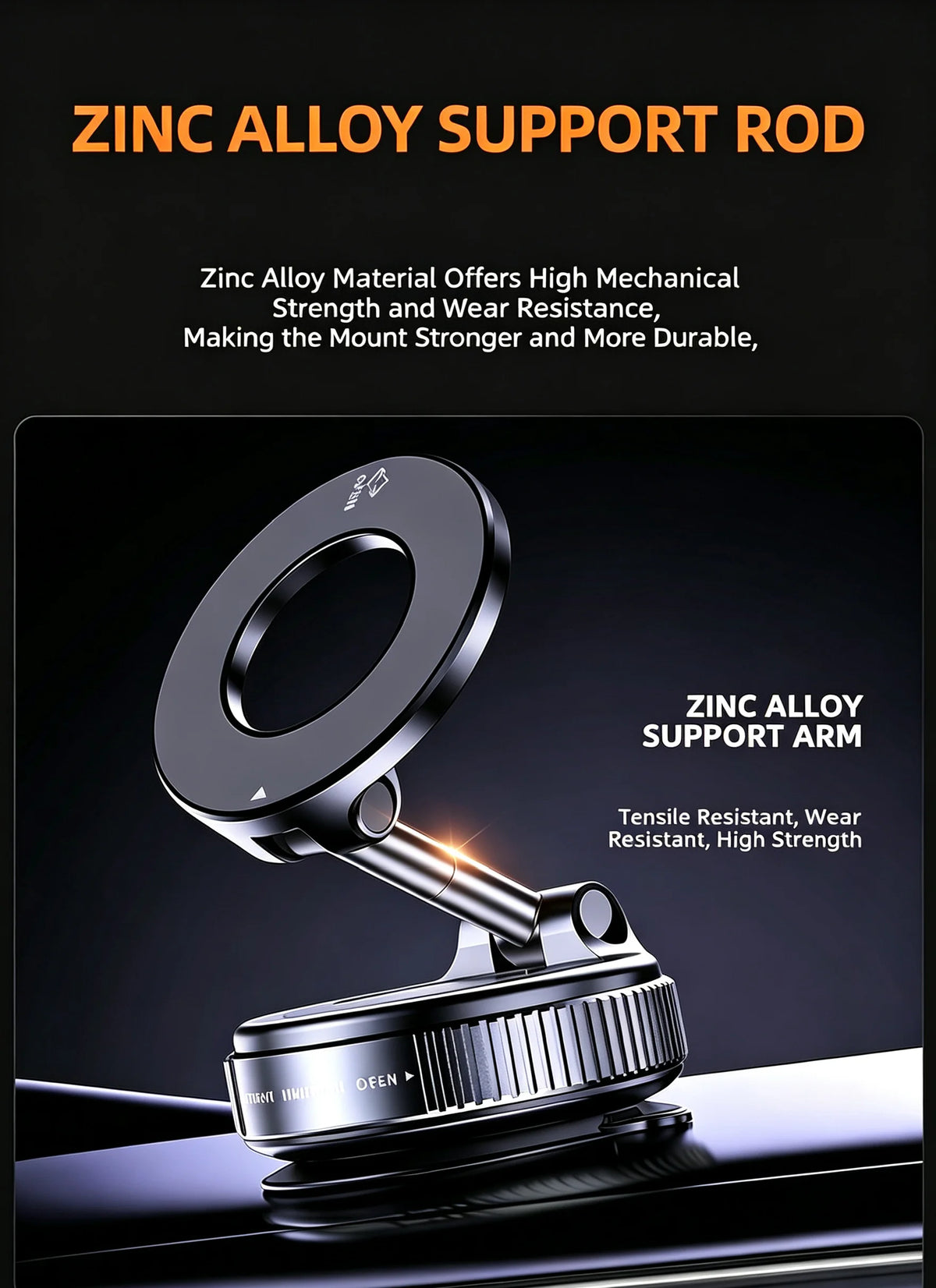 Magnetic Car Phone Holder – Strong Vacuum Suction Mount