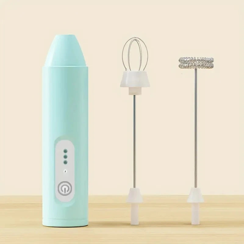 2-in-1 Electric Milk Frother & Handheld Mixer – USB Rechargeable, 3-Speed Adjustable