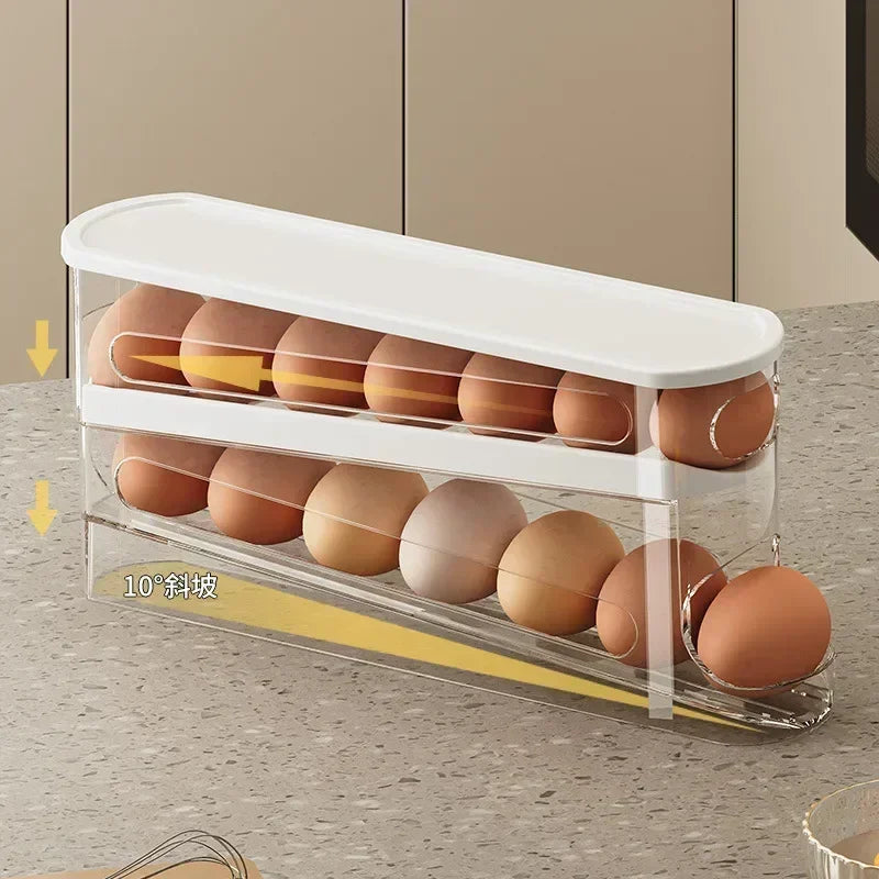 Automatic Rolling Egg Holder for Refrigerator – Space-Saving Egg Storage Organizer