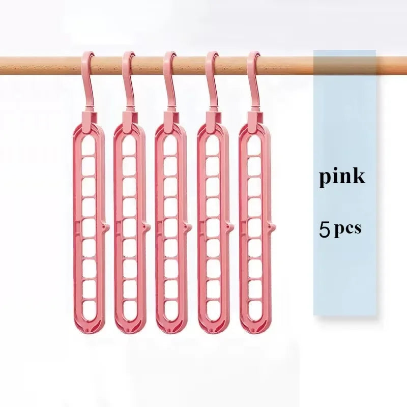 9-Hole Space-Saving Hanger Organizer – Foldable Closet Storage Rack