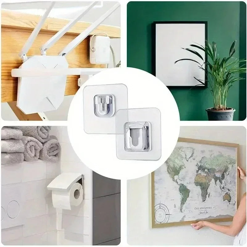 Double-Sided Adhesive Wall Hooks – Transparent No-Drill Hanging Holders