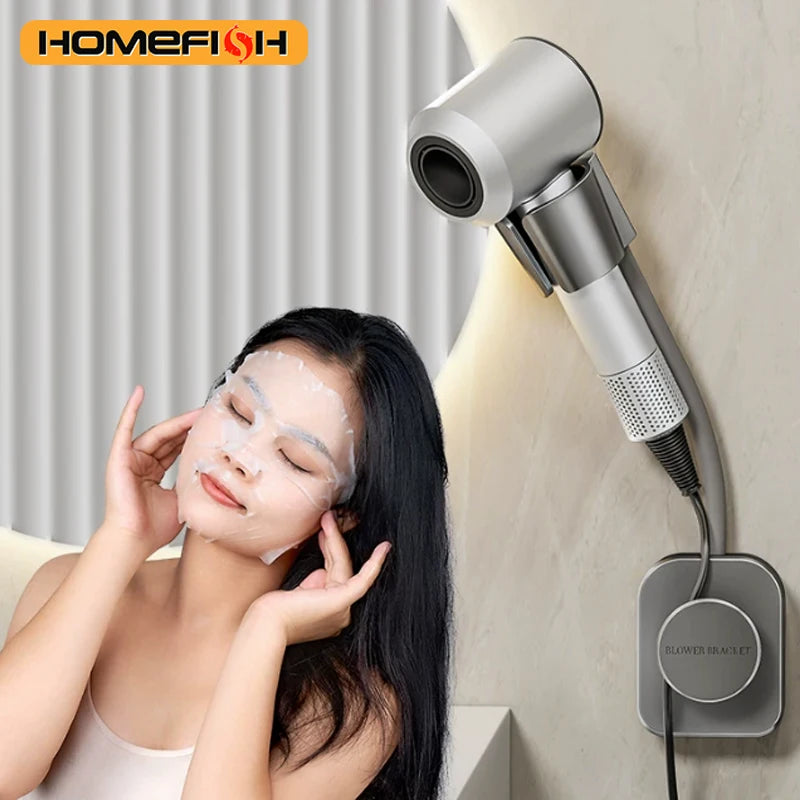 Suction Cup Hair Dryer Holder – Wall-Mounted Bathroom Organizer
