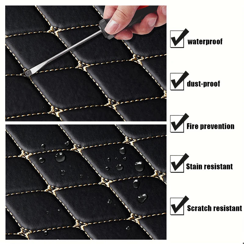 5-Piece PU Leather Car Floor Mats – Waterproof Diamond Design