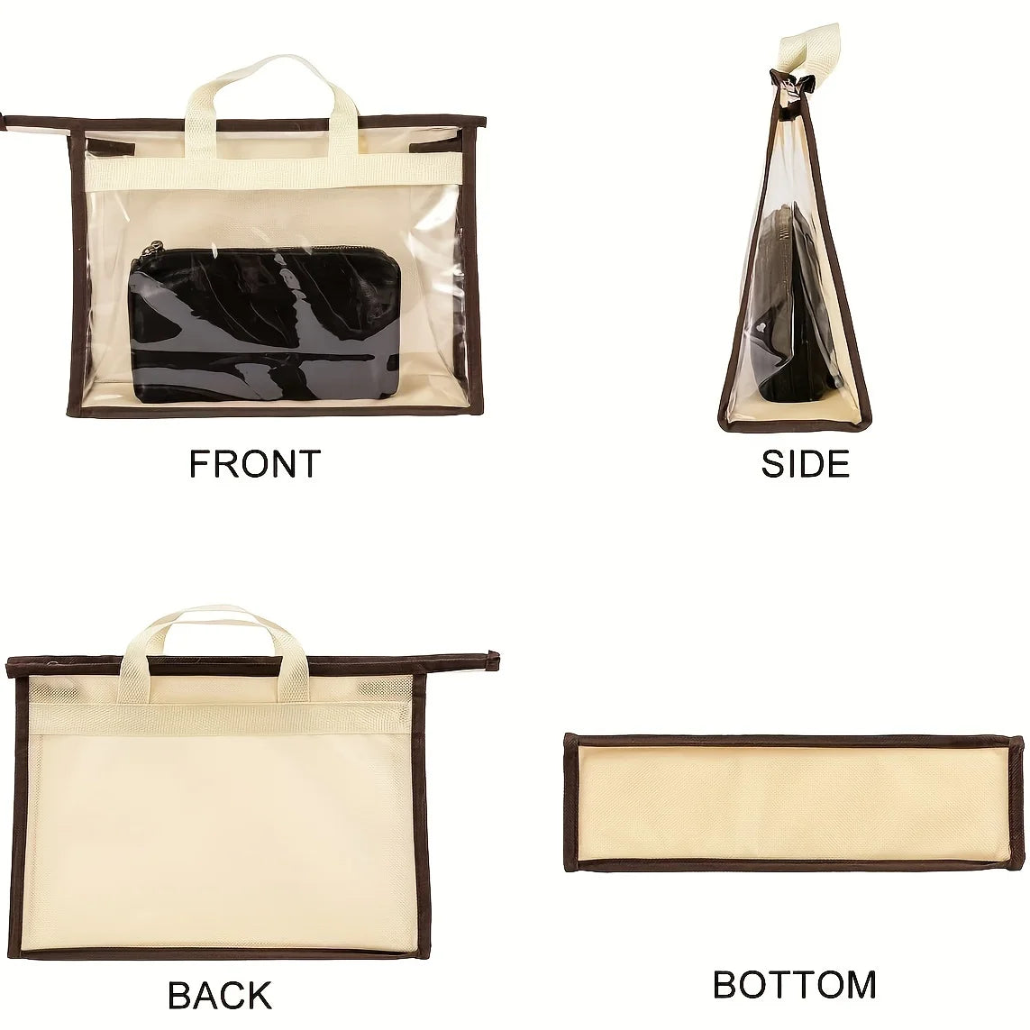 Clear Handbag Storage Bags – Dustproof Purse Organizers with Zipper