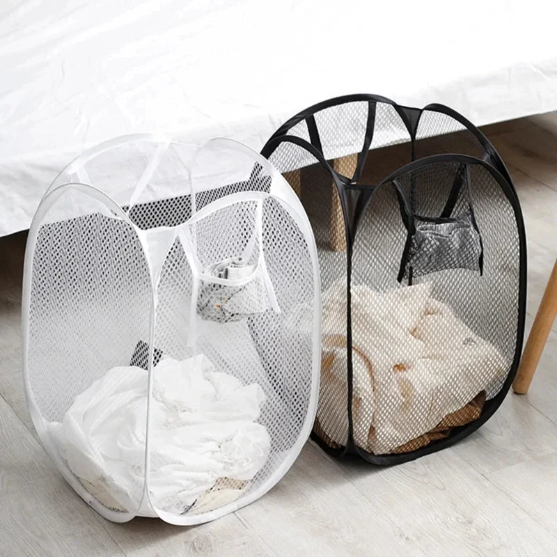 Pop-Up Mesh Laundry Hamper – Foldable Clothes Storage Basket