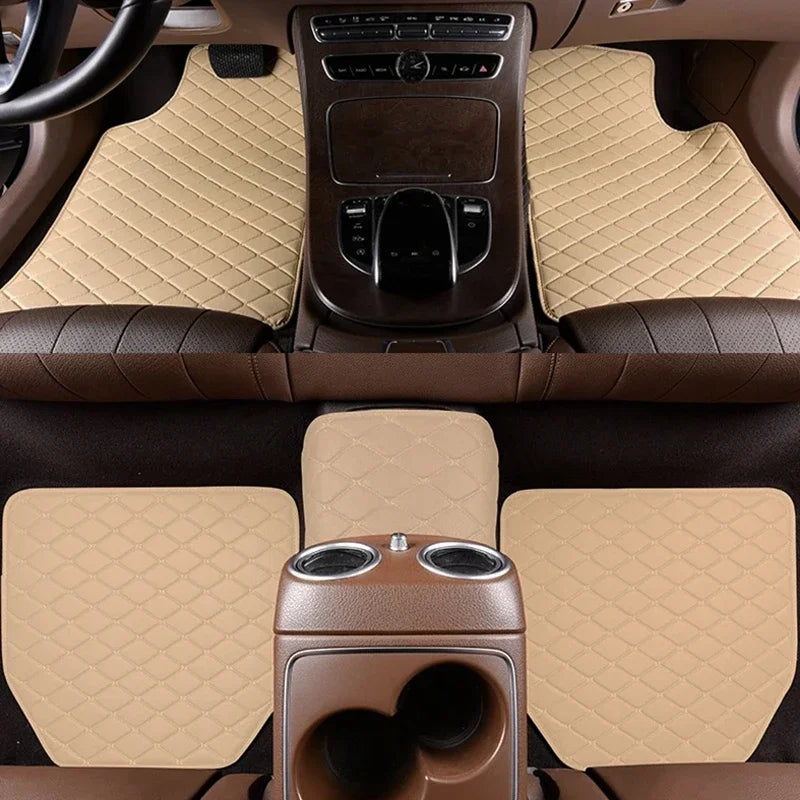 5-Piece Universal PU Leather Car Floor Mats – Waterproof Set