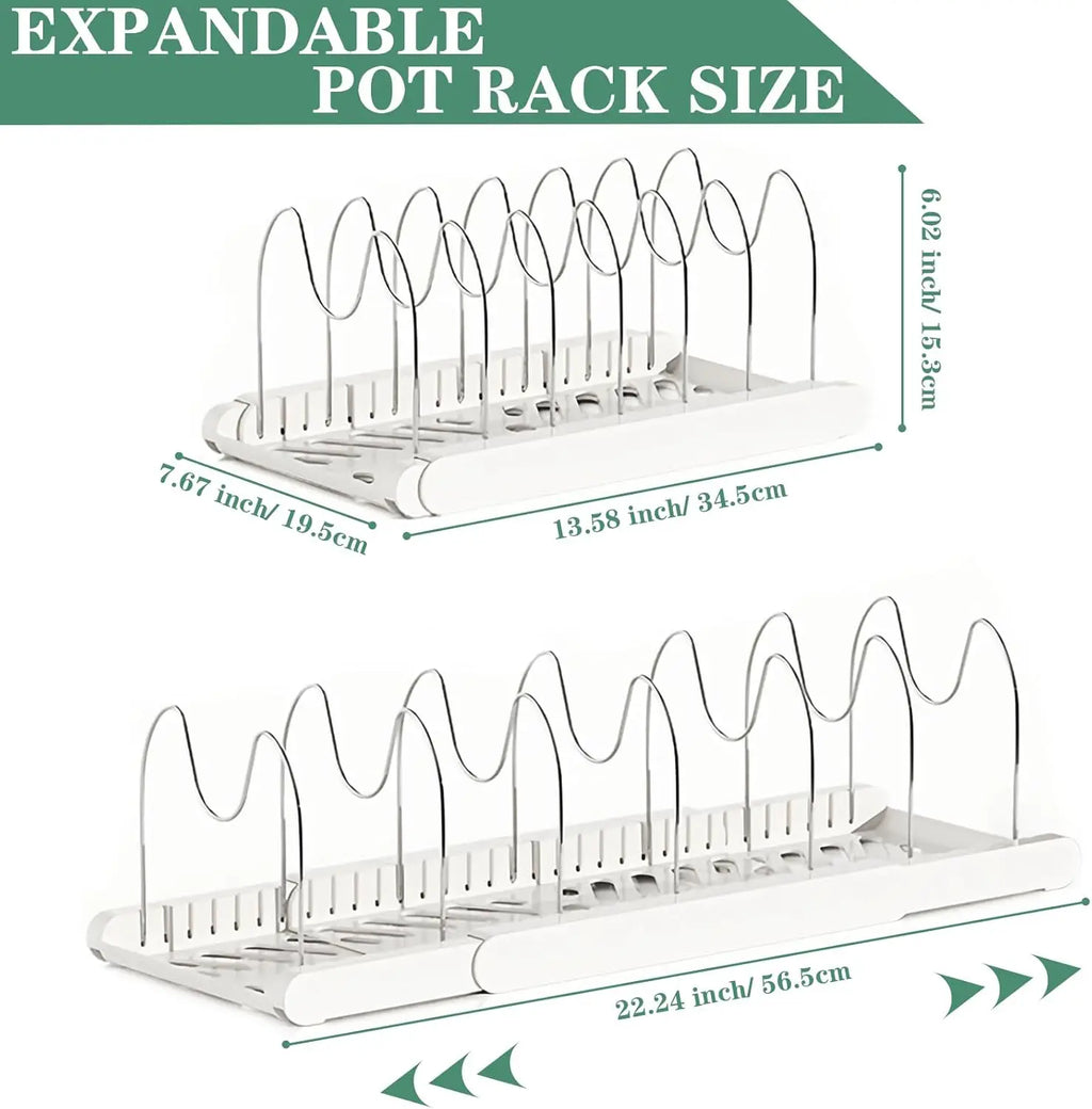 Expandable Pot & Pan Organizer Rack – Space-Saving Kitchen Storage
