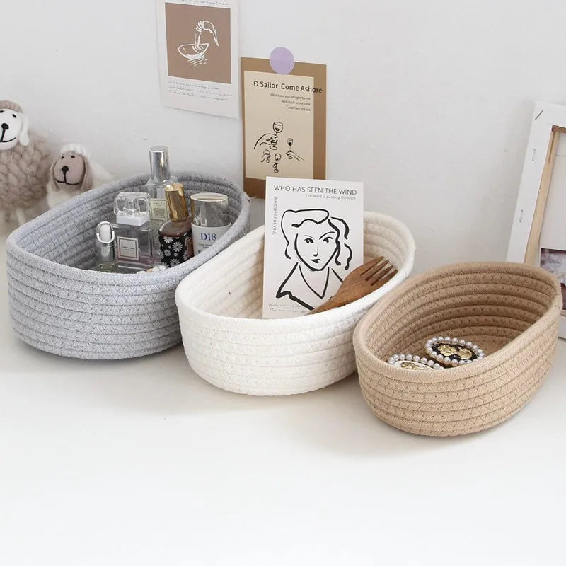 Cotton Rope Storage Basket – Woven Home Organizer