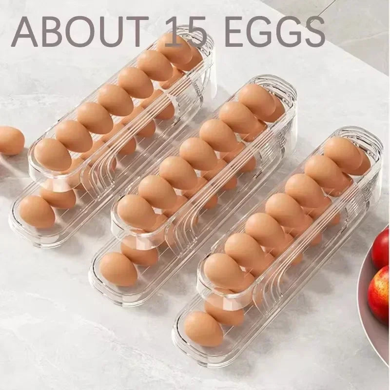 Automatic Rolling Egg Holder for Refrigerator – Space-Saving Egg Storage Organizer