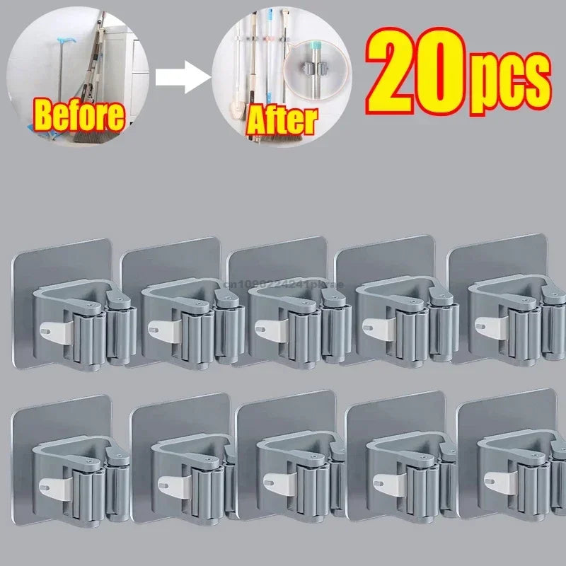 Wall-Mounted Mop & Broom Holder – Multi-Purpose Cleaning Tool Organizer
