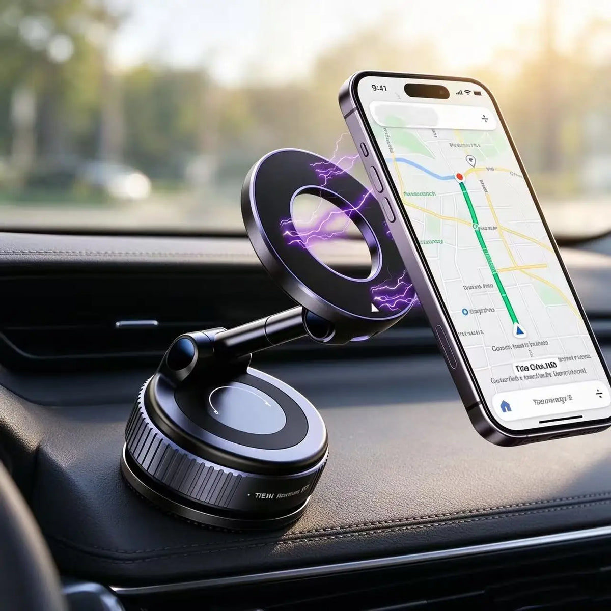 360° Magnetic Car Phone Holder – Adjustable Vacuum Suction Mount