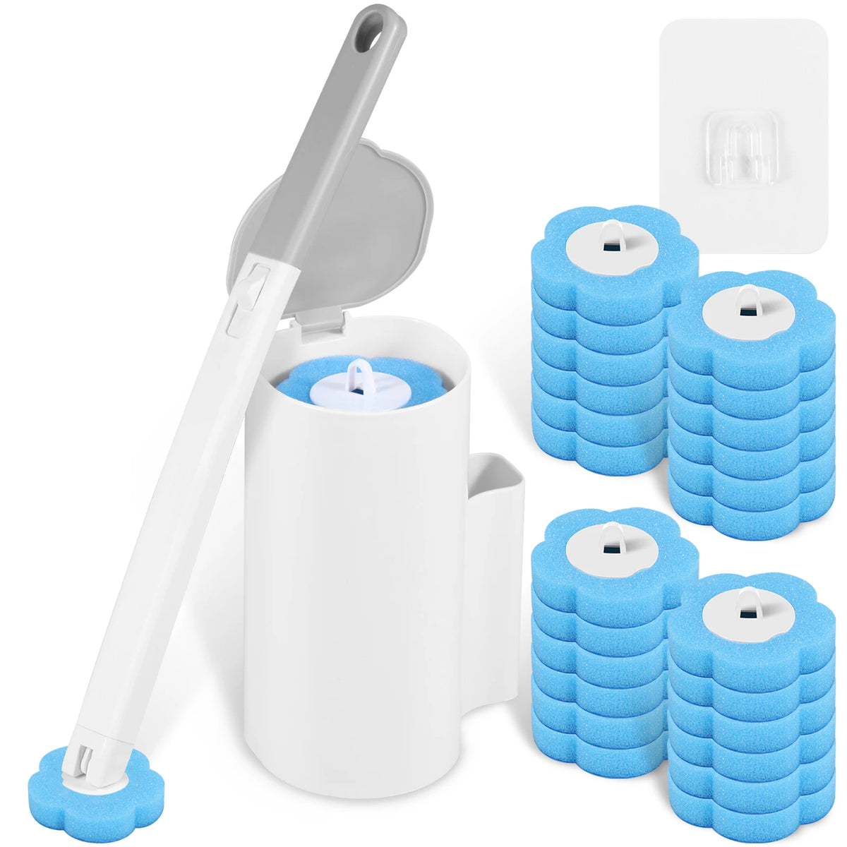 Disposable Toilet Brush Cleaning Kit with Replaceable Heads