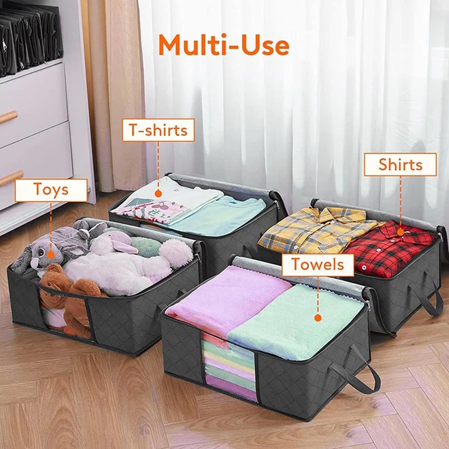 Foldable Clothes Storage Bags – Large Capacity Closet & Bedding Organizers