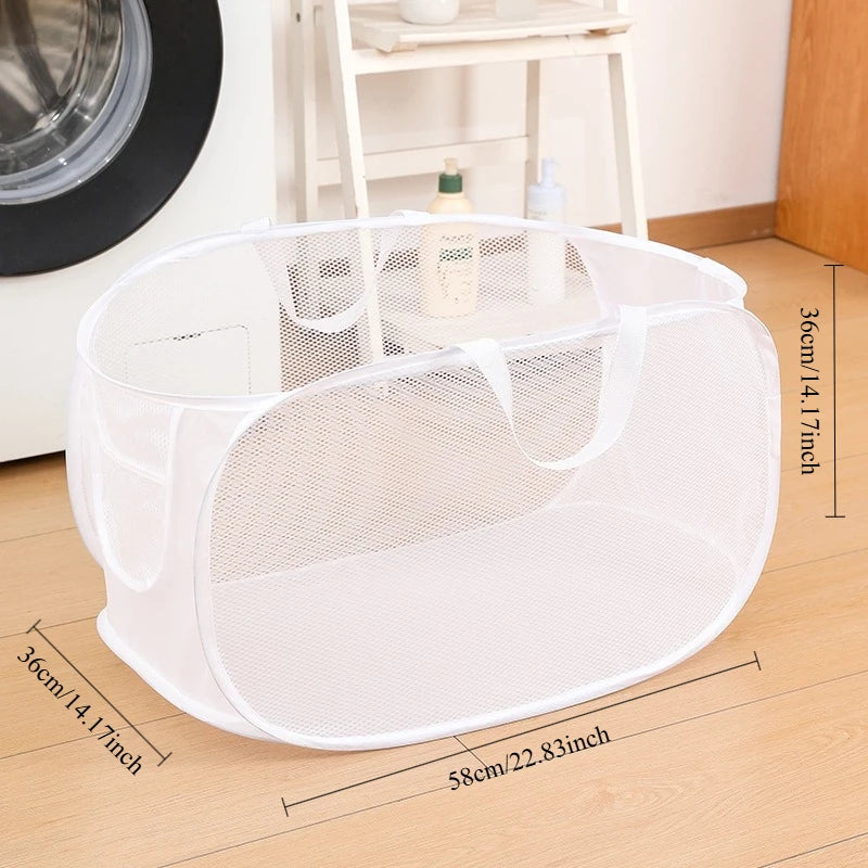 Foldable Mesh Laundry Basket – Lightweight Pop-Up Clothes Hamper