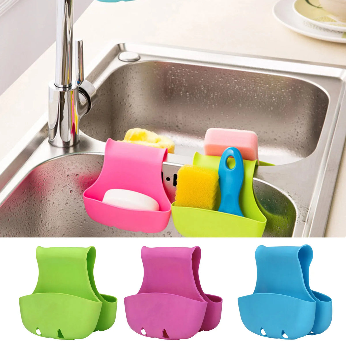 Double Sink Caddy – Hanging Sponge & Cleaning Tool Holder
