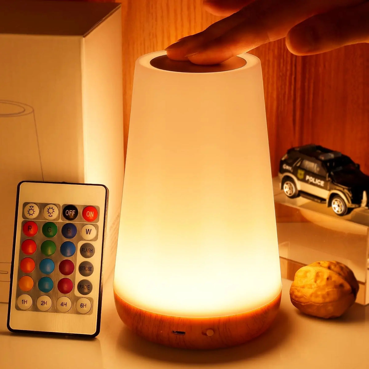 Rechargeable RGB Touch Night Light – 13 Colors with Remote Control