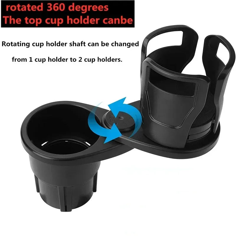 2-in-1 Car Cup Holder Expander – 360° Adjustable Dual Cup Holder