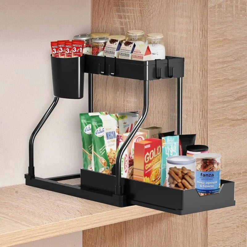2-Tier Under-Sink Organizer – Pull-Out Storage Rack