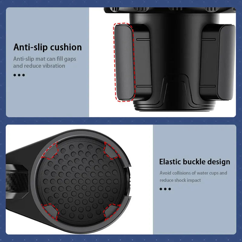Car Cup Holder Expander with 360° Rotating Snack Tray