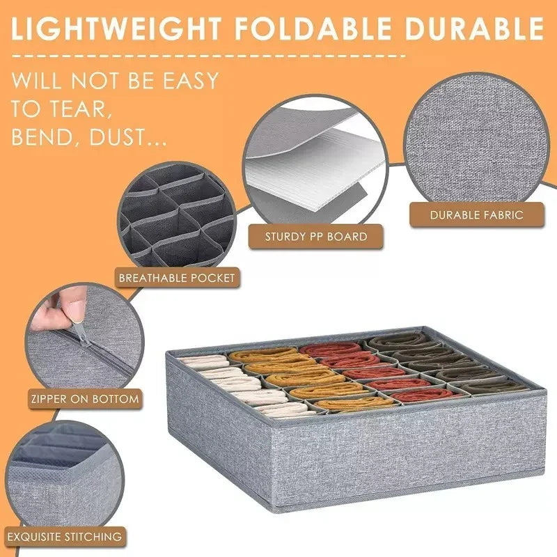 Foldable Drawer Organizer with Compartments – Underwear & Sock Storage Box