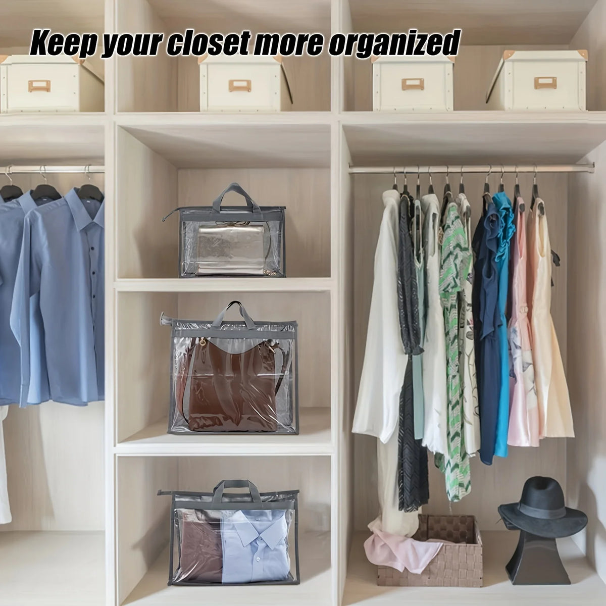 Clear Handbag Storage Bags – Dustproof Purse Organizers with Zipper