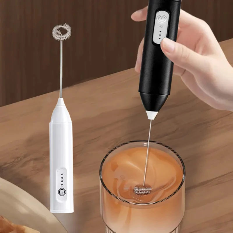 2-in-1 Electric Milk Frother & Handheld Mixer – USB Rechargeable, 3-Speed Adjustable