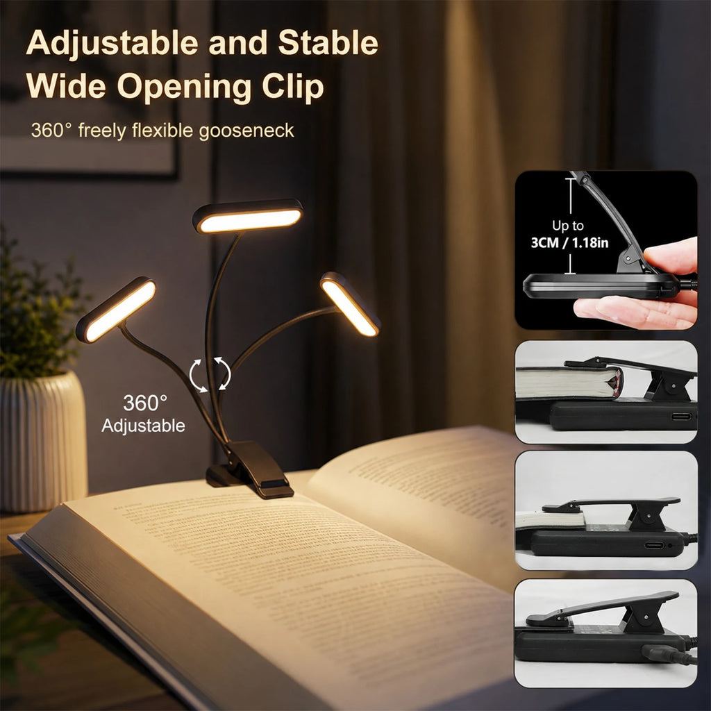 Rechargeable Clip-On Reading Light – 3 Color Modes