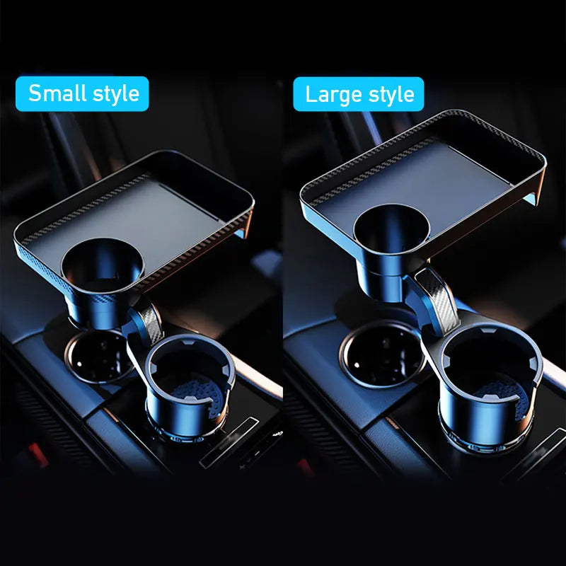 Car Cup Holder Expander with 360° Rotating Snack Tray