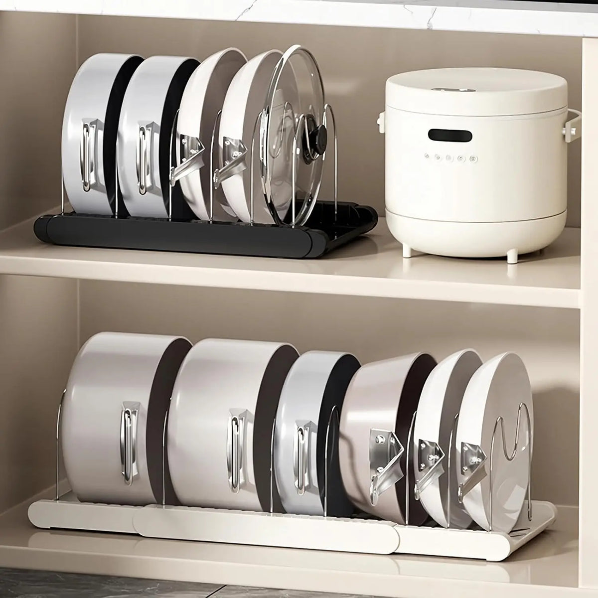 Expandable Pot & Pan Organizer Rack – Space-Saving Kitchen Storage