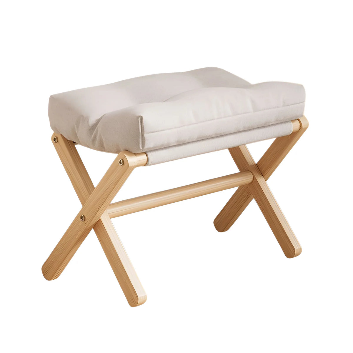 Foldable Wooden Footstool – Cushioned Home & Entryway Stool