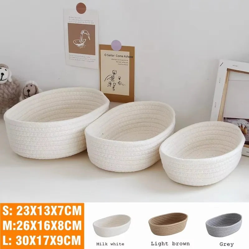 Cotton Rope Storage Basket – Woven Home Organizer