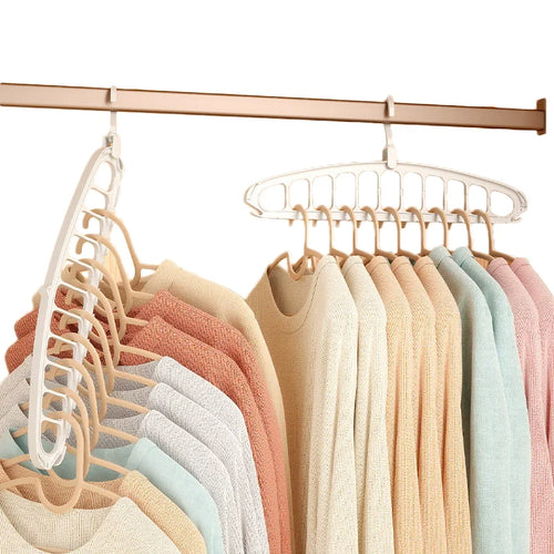 9-Hole Space-Saving Hanger Organizer – Foldable Closet Storage Rack