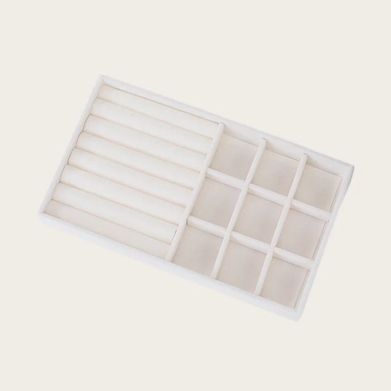 Velvet Jewelry Organizer Tray – Adjustable Compartment Storage for Rings & Earrings