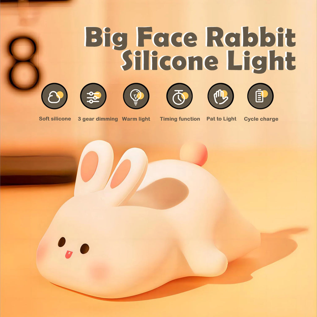 Cute Silicone LED Night Light – USB Rechargeable Animal Lamp