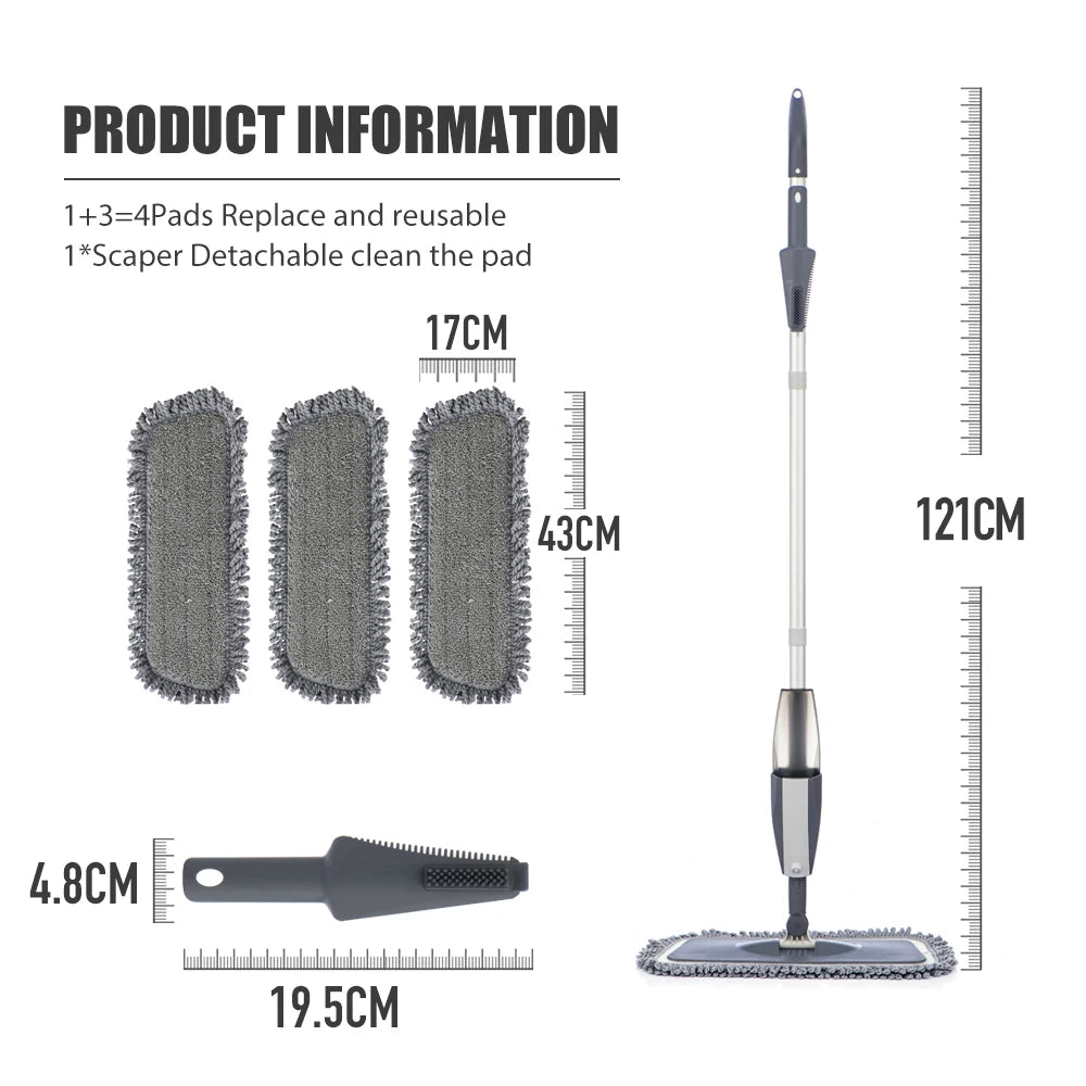 360° Rotating Spray Mop – Microfiber Floor Cleaner with Reusable Pads