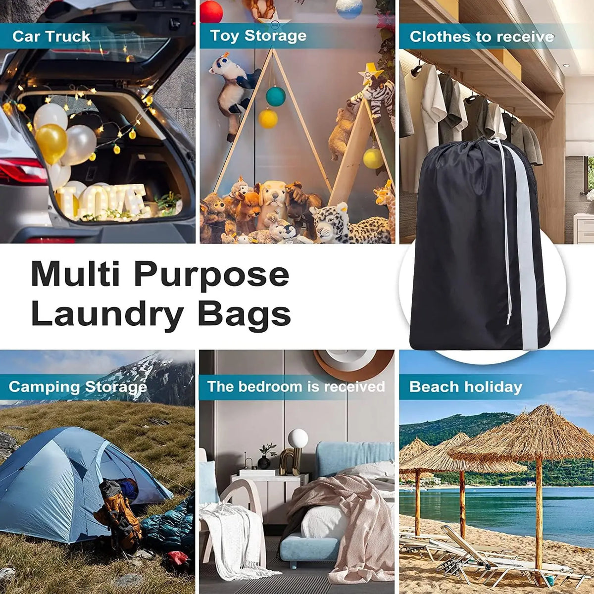 Portable Laundry Bag – Foldable Drawstring Hamper for Travel & Home