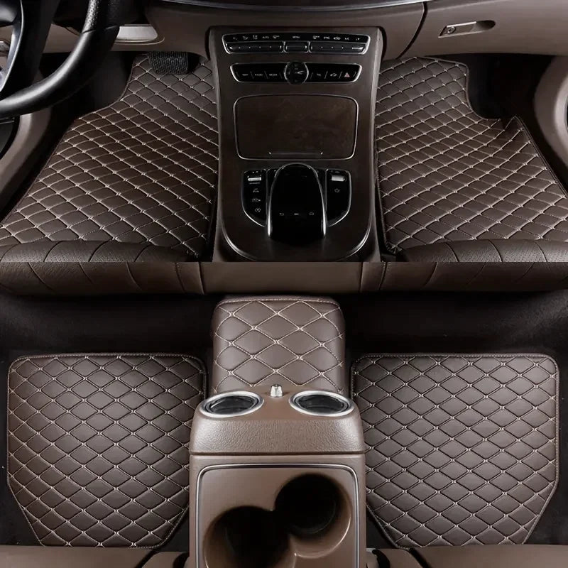 5-Piece PU Leather Car Floor Mats – Waterproof Diamond Design