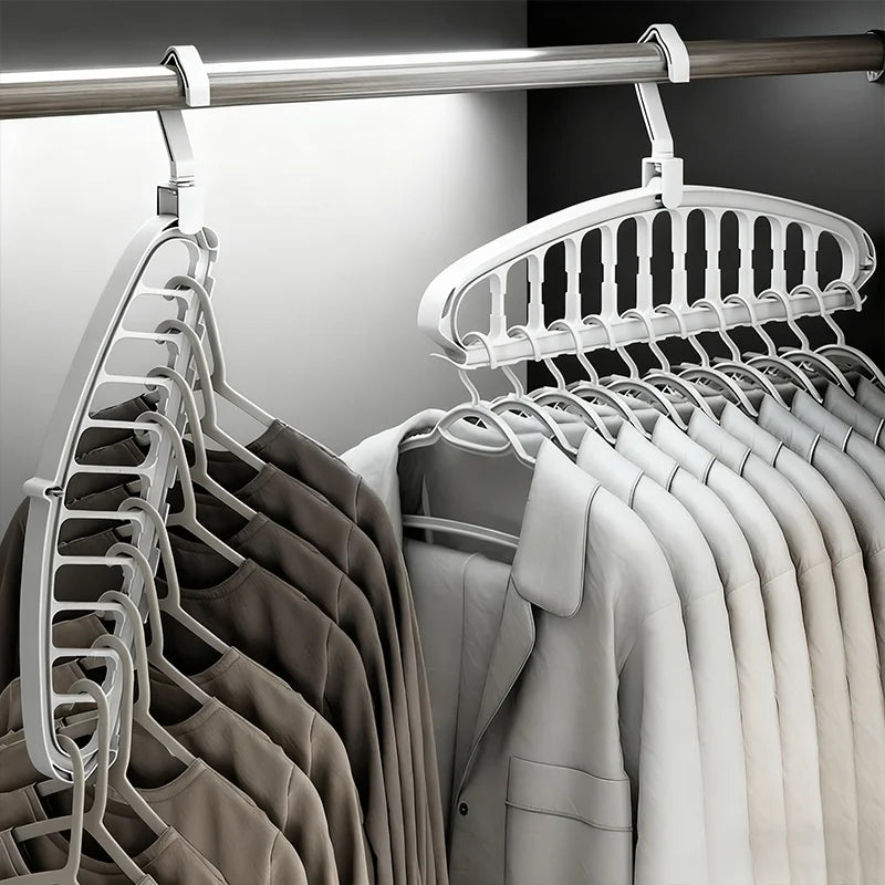 9-Hole Space-Saving Hanger Organizer – Foldable Closet Storage Rack
