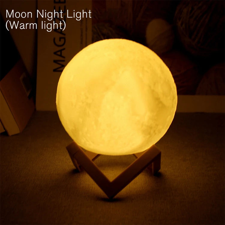 Moon LED Night Light with Stand – Bedroom Decor Lamp