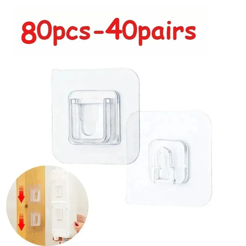 Double-Sided Adhesive Wall Hooks – Transparent No-Drill Hanging Holders