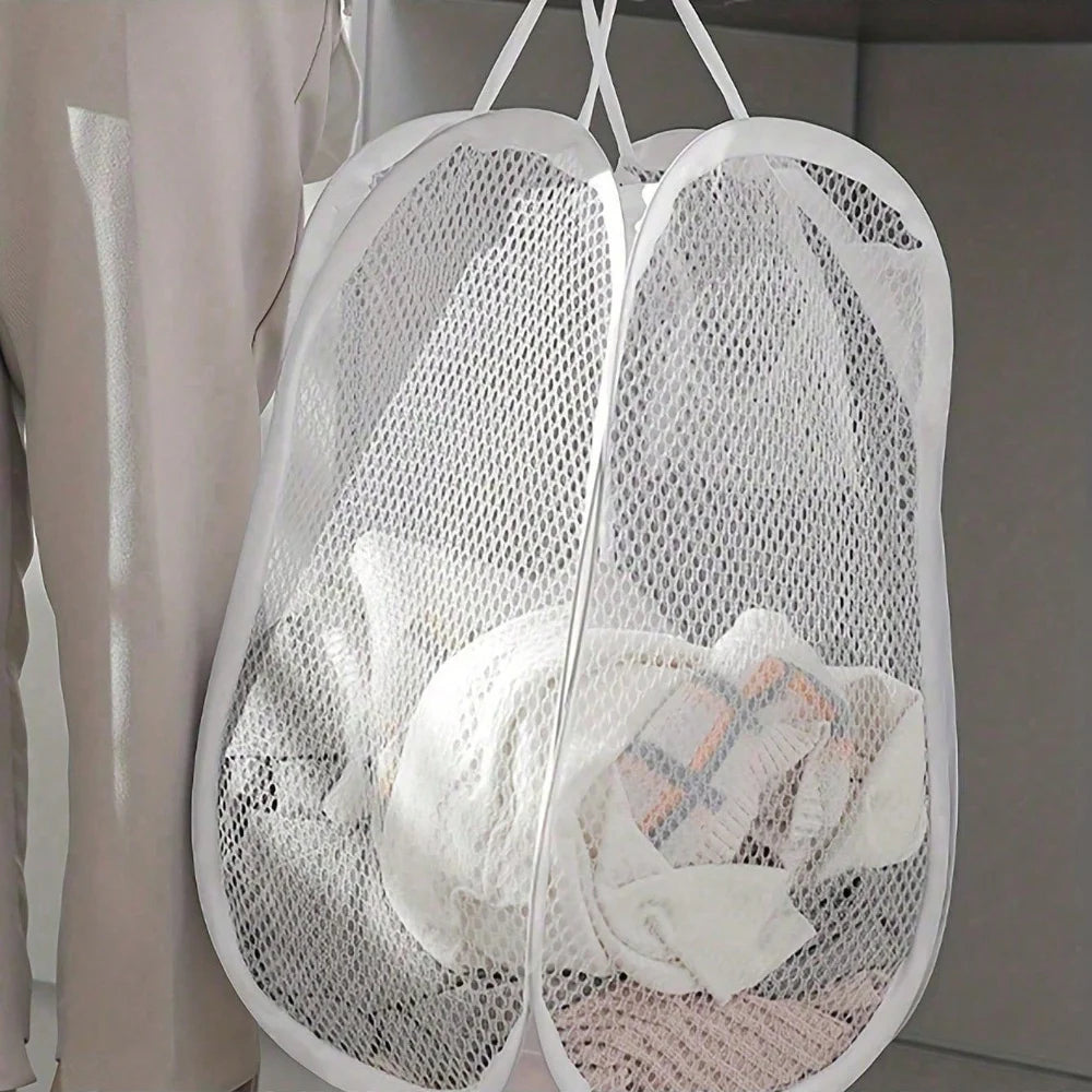 Collapsible Pop-Up Laundry Basket – Portable Mesh Clothes Hamper
