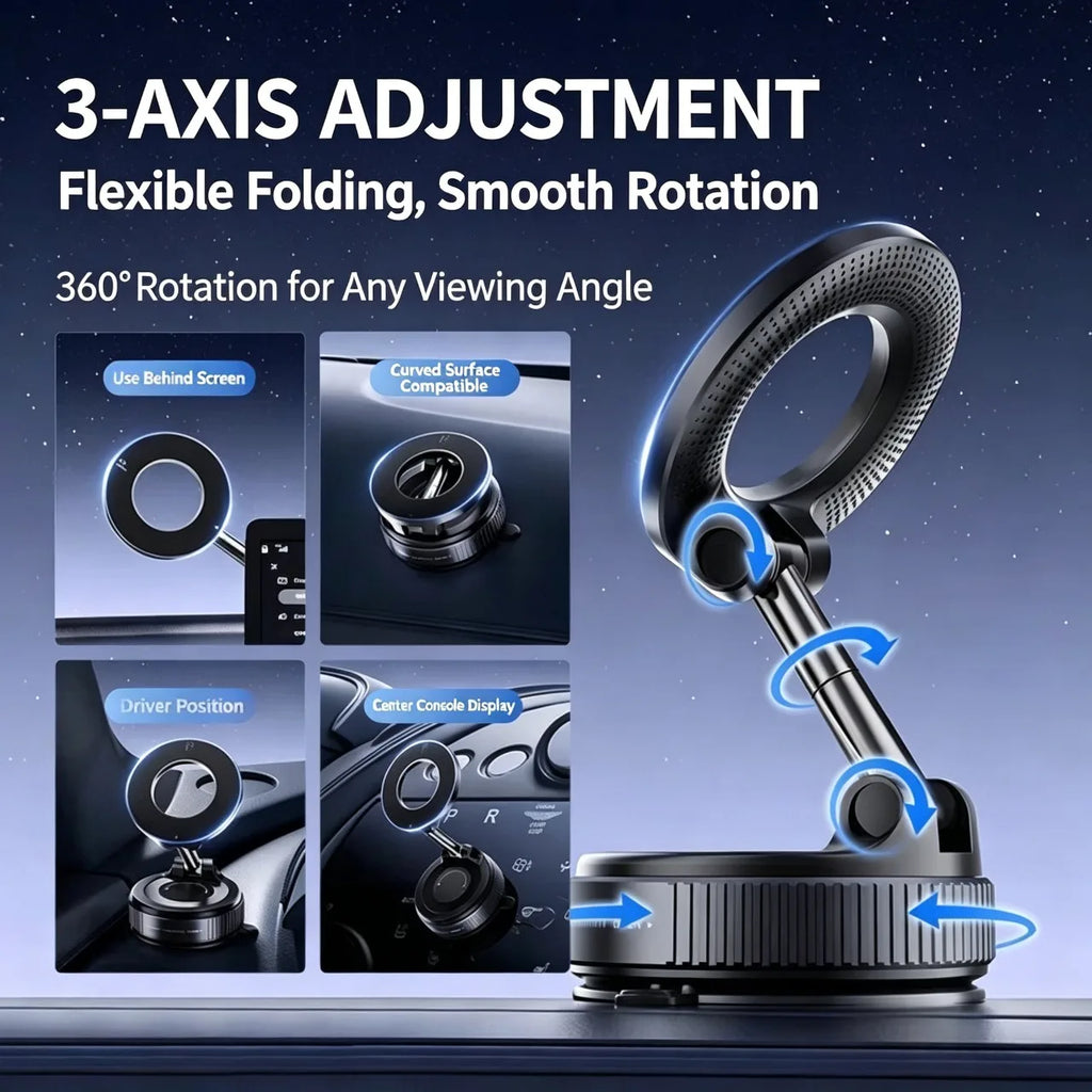 Magnetic Car Phone Holder – Strong Vacuum Suction Mount