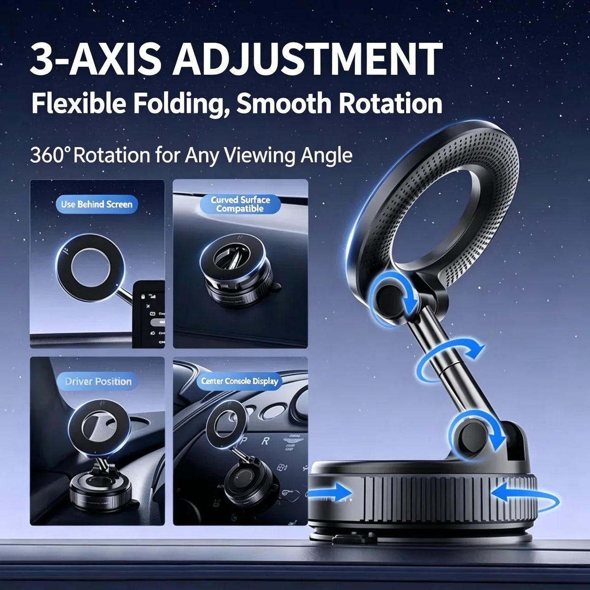 Magnetic Car Phone Holder – Strong Vacuum Suction Mount