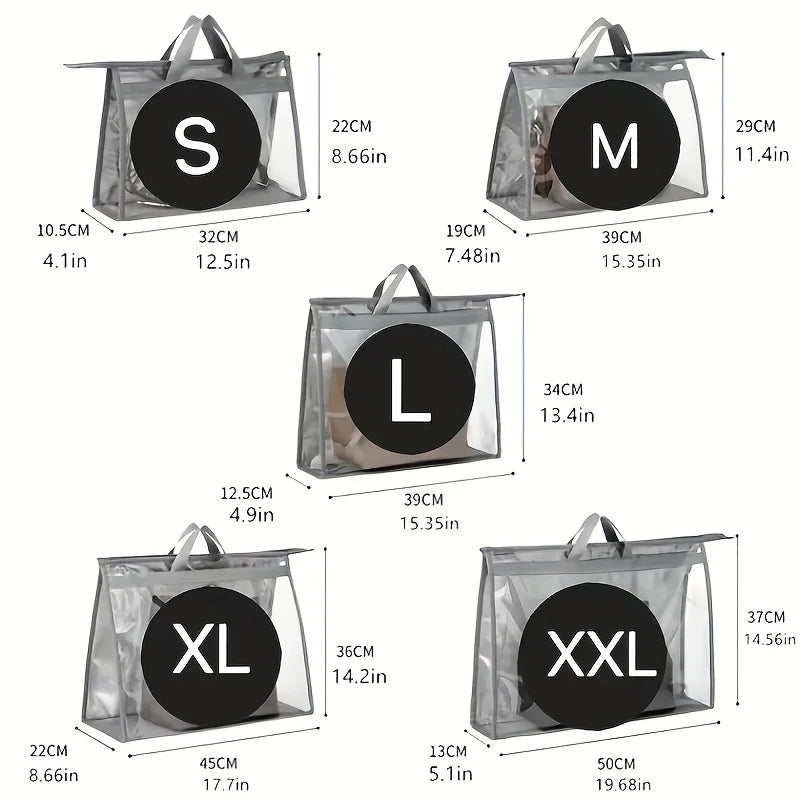 Clear Handbag Storage Bags – Dustproof Purse Organizers with Zipper